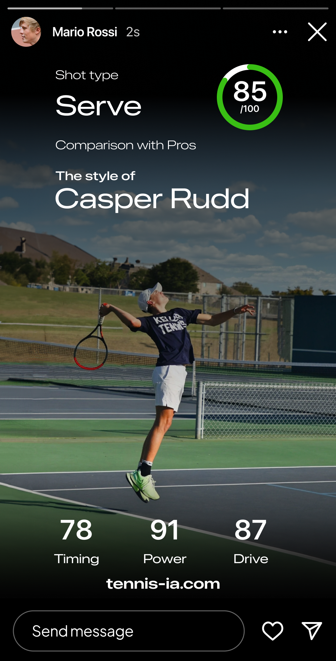 TennisIA social story sharing