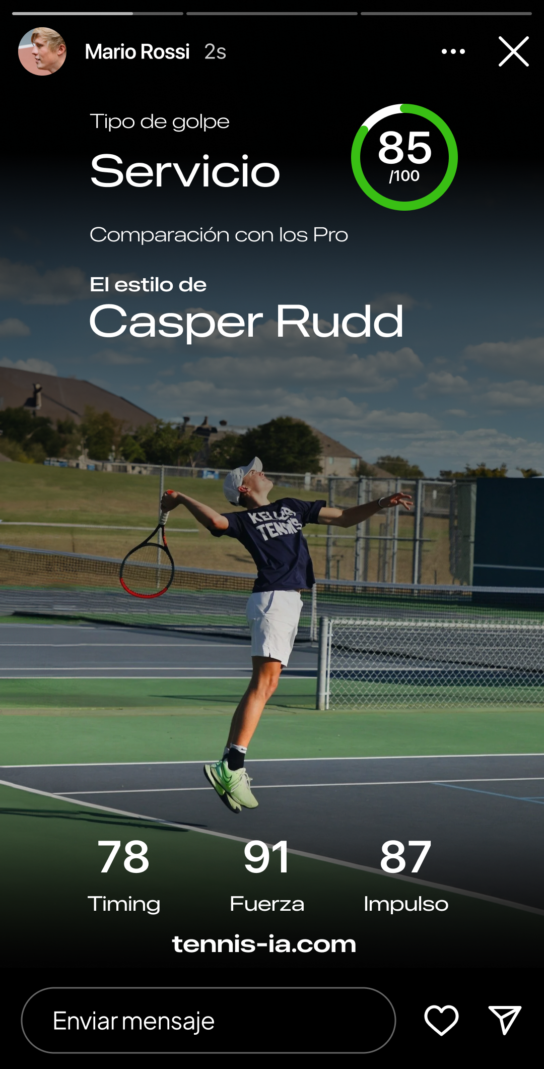 Compartir en redes sociales historia TennisIA